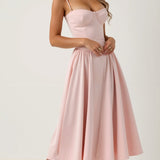 Vestido midi corpete estruturado feminino