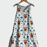 Vestido com Estampa de Vacas feminino