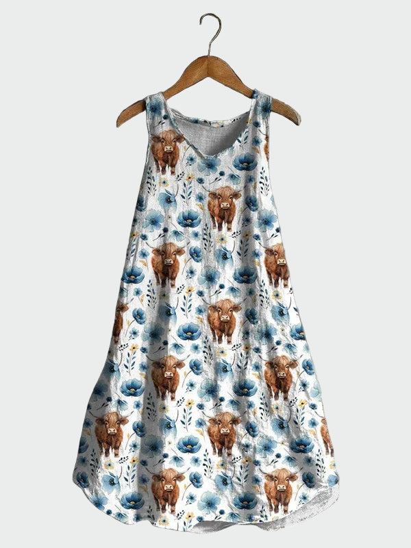 Vestido com Estampa de Vacas feminino