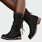 Botins de pele com atacadores feminino