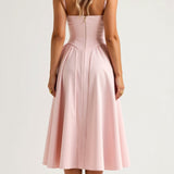 Vestido midi corpete estruturado feminino