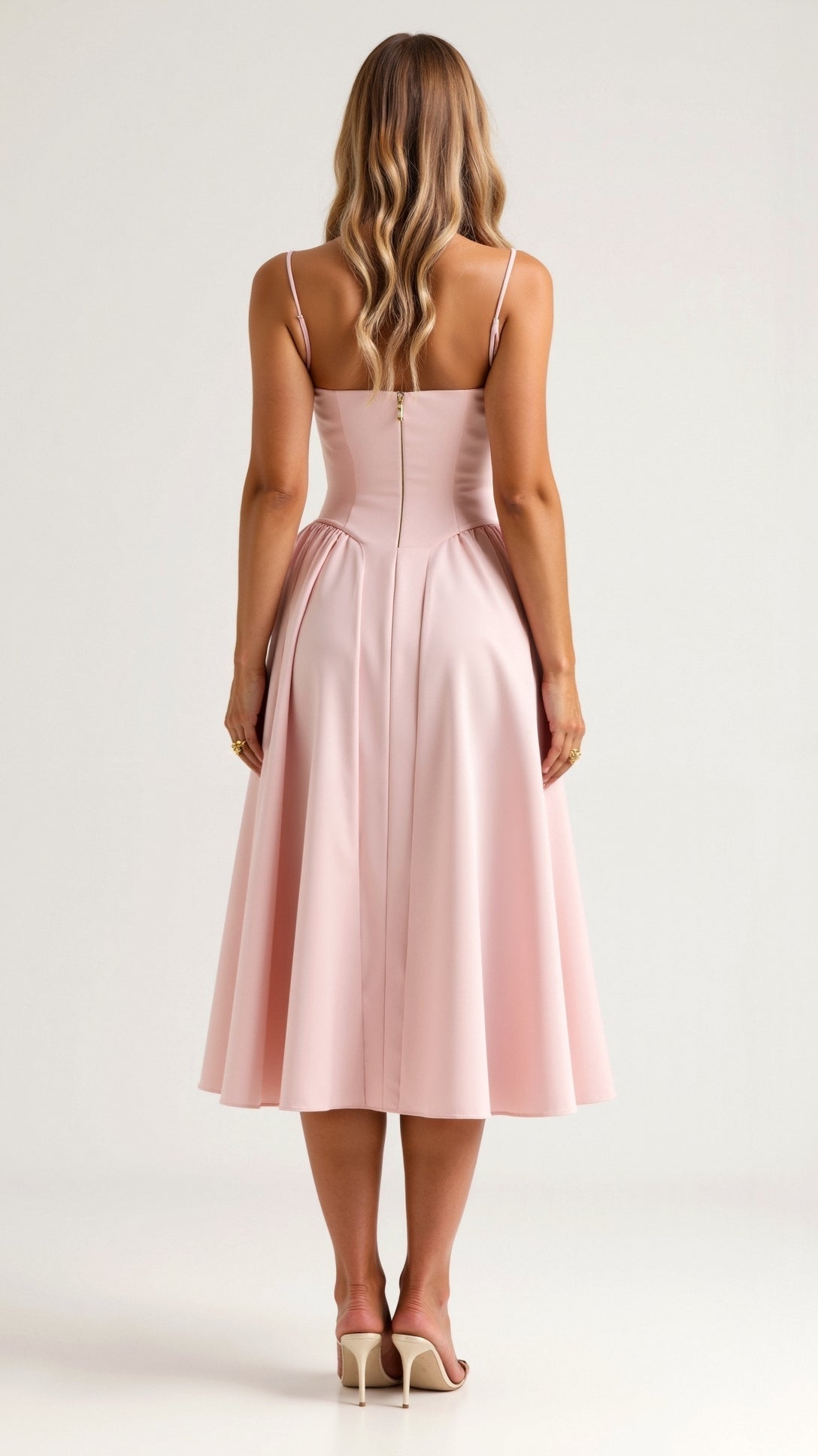 Vestido midi corpete estruturado feminino