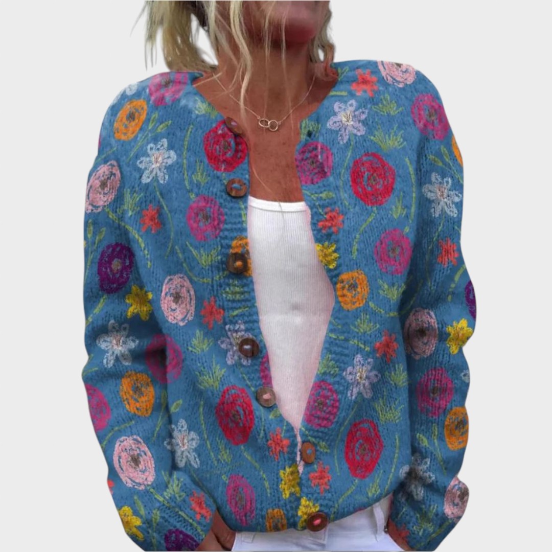 Cardigan Floral de Outono feminino