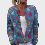 Cardigan Floral de Outono feminino