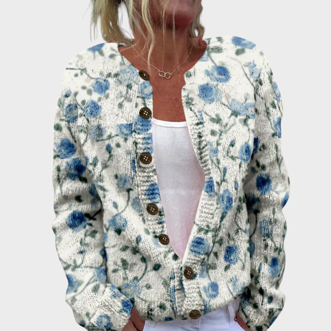 Cardigan Floral de Outono feminino