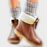 Botas impermeáveis com forro de lã feminino