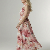 Vestido midi Sylin halter com cintura franzida