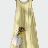 Vestido com Estampa de Pata de Pato feminino