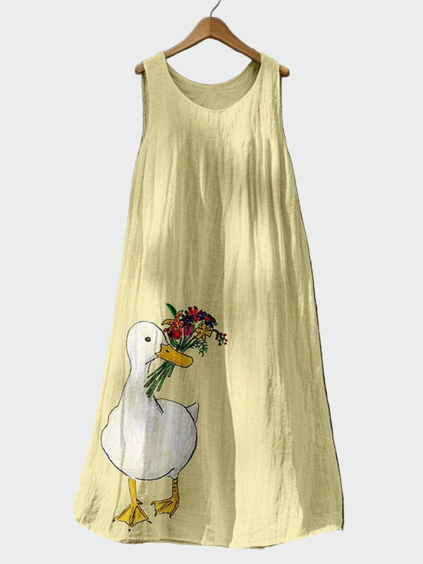 Vestido com Estampa de Pata de Pato feminino