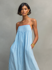 Chiara | Vestido maxi de alças com contraste