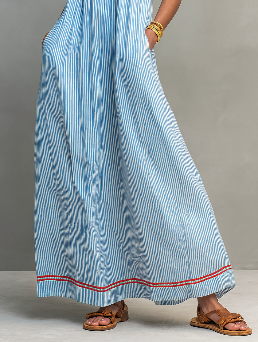 Chiara | Vestido maxi de alças com contraste