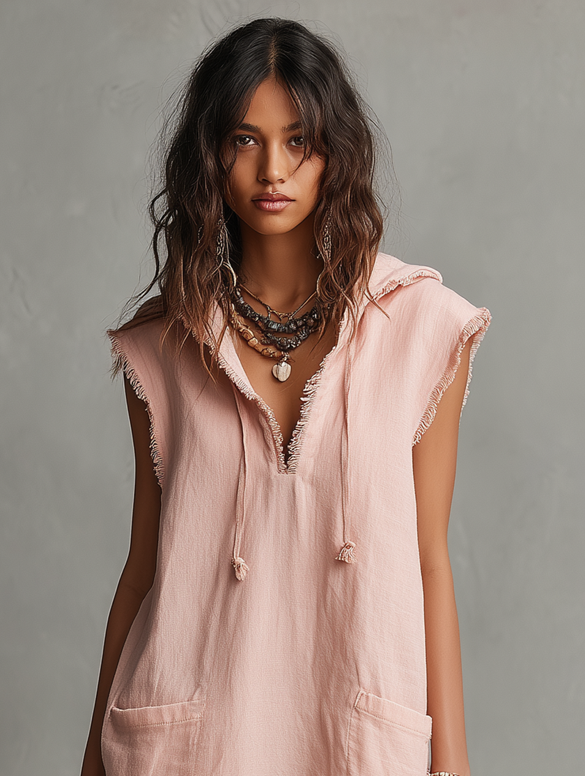 Antonella | Vestido curto leve com capuz