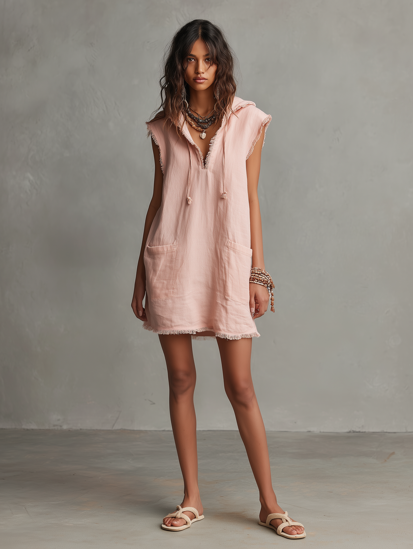 Antonella | Vestido curto leve com capuz