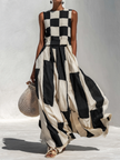 Carlotta | Vestido maxi de painéis contrastantes