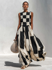 Carlotta | Vestido maxi de painéis contrastantes