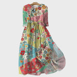 Vestido Floral Colorido Patchwork feminino
