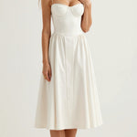 Vestido midi corpete estruturado feminino