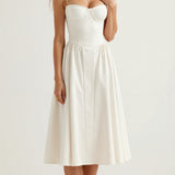 Vestido midi corpete estruturado feminino