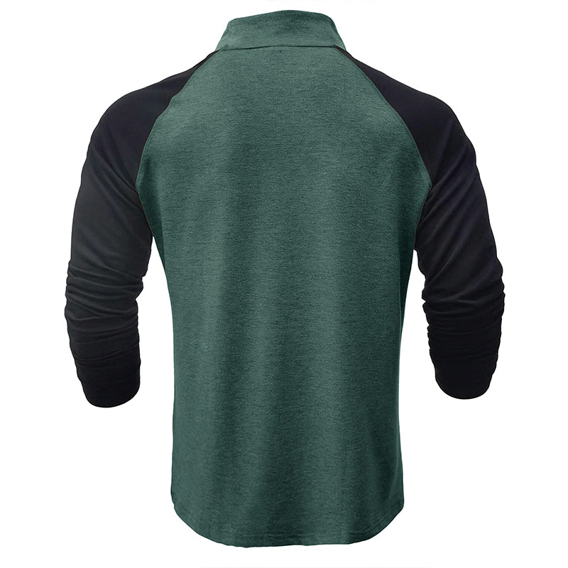 Camisa de algodão com gola subida masculino