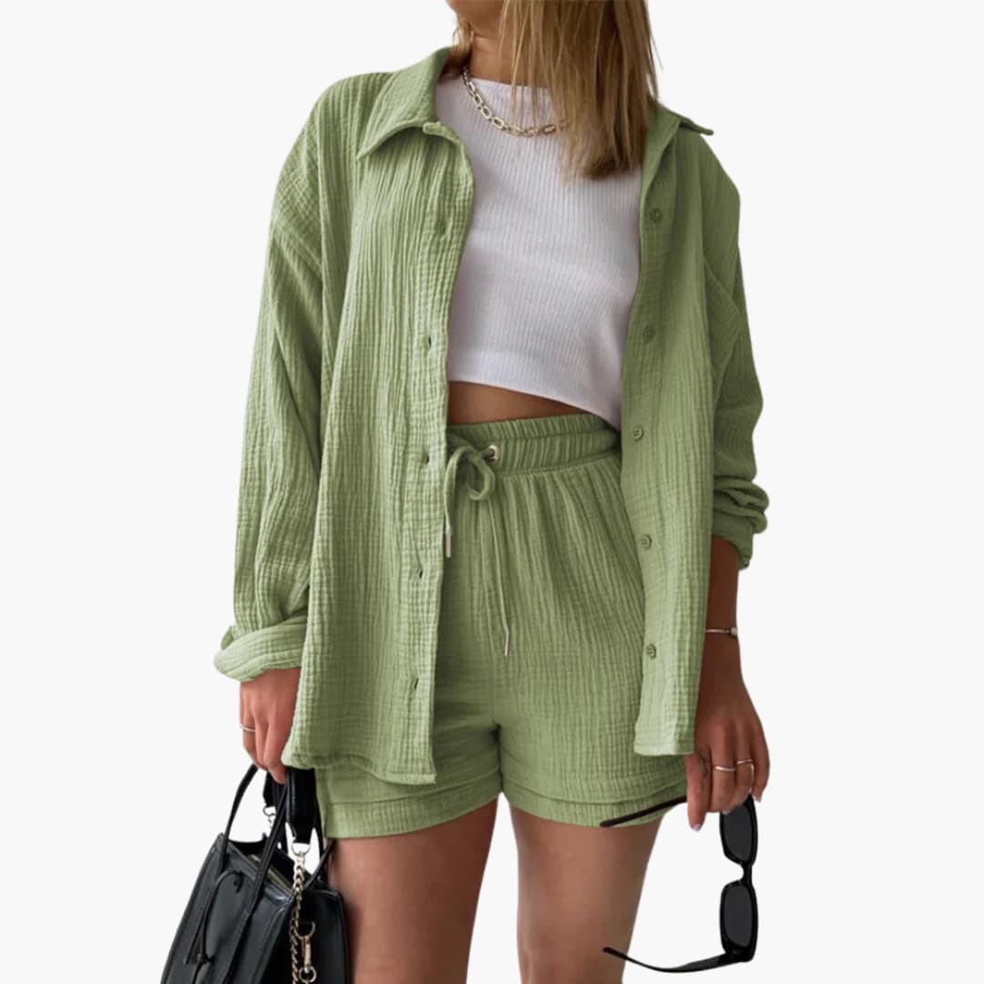 Conjunto de duas peças chique feminino