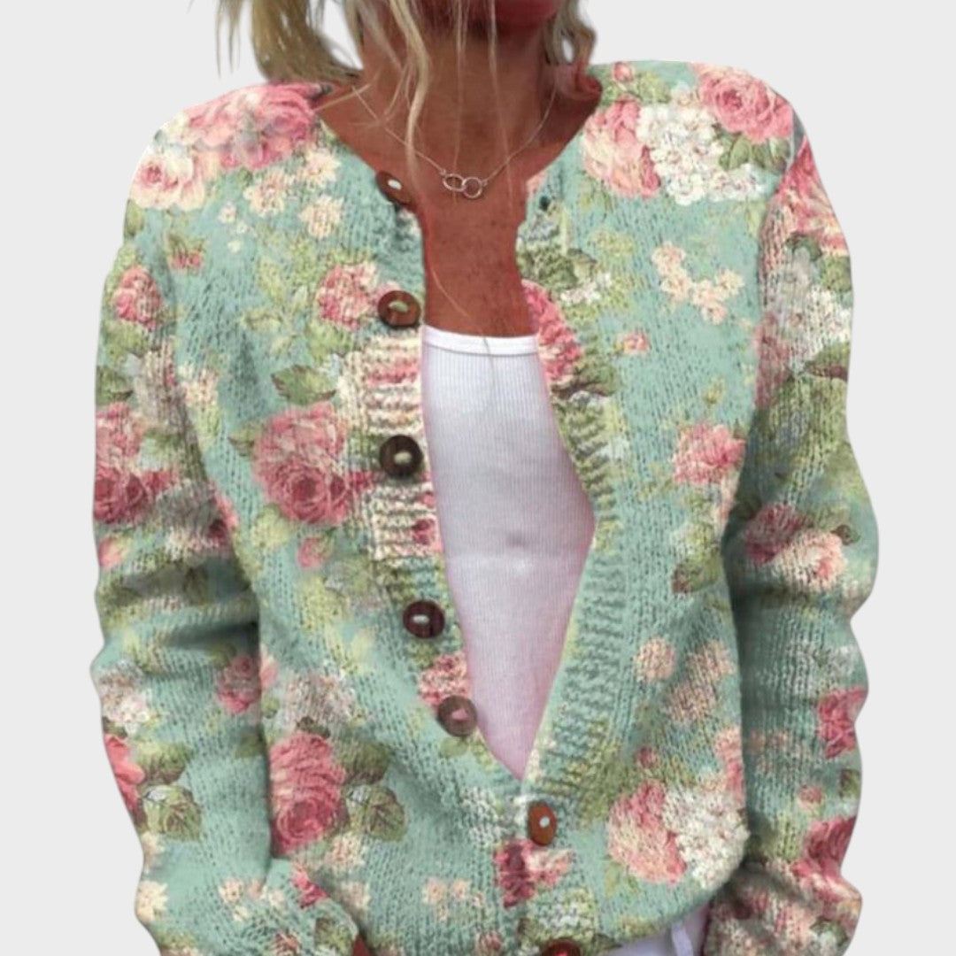 Cardigan Floral de Outono feminino