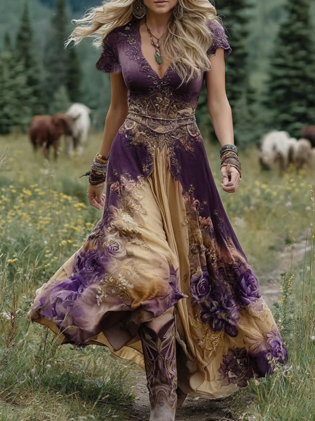 Vestido Maxi Curto Floral feminino