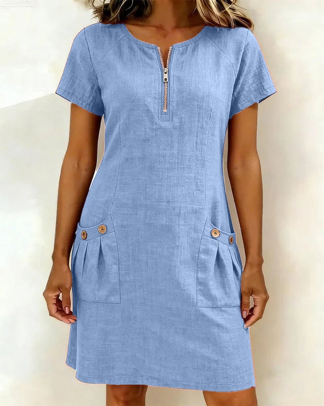 Lívia | Vestido Casual com Fecho e Bolsos