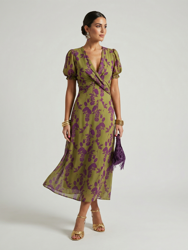 Vestido midi Virel floral descontraído