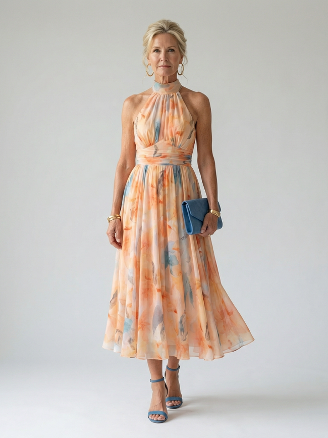 Vestido midi Elin halter suave