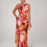Vestido maxi Elisabetta floral com decote halter