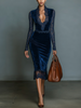 Lídia | Vestido midi em veludo com renda
