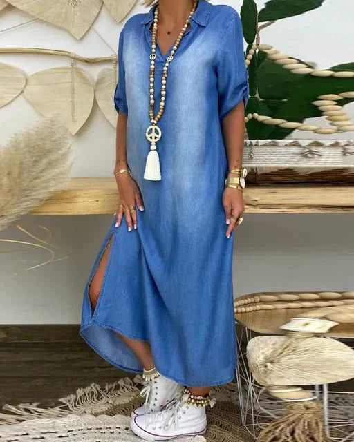 Vestido Maxi De Ganga feminino