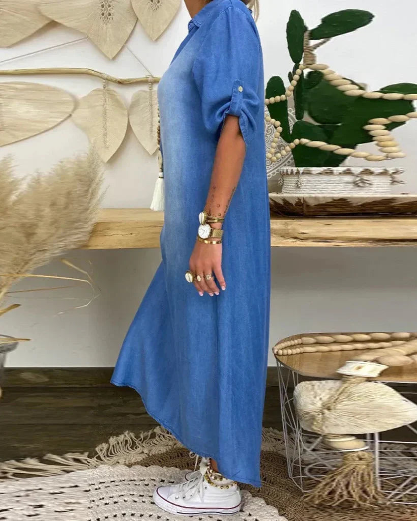 Vestido Maxi De Ganga feminino