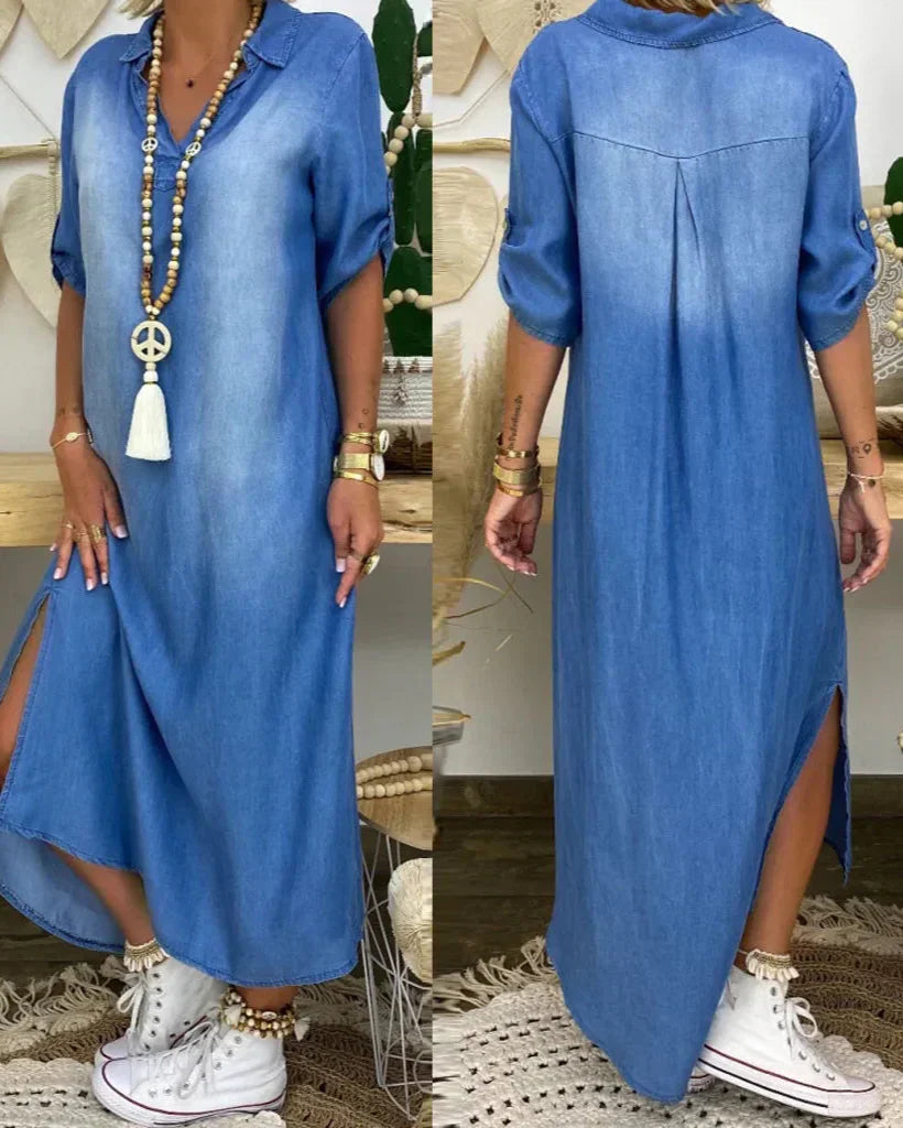 Vestido Maxi De Ganga feminino