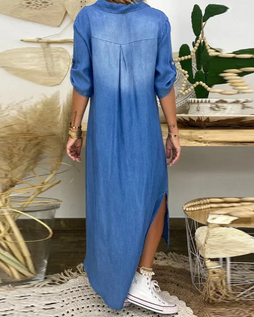 Vestido Maxi De Ganga feminino