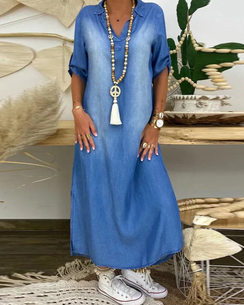 Vestido Maxi De Ganga feminino