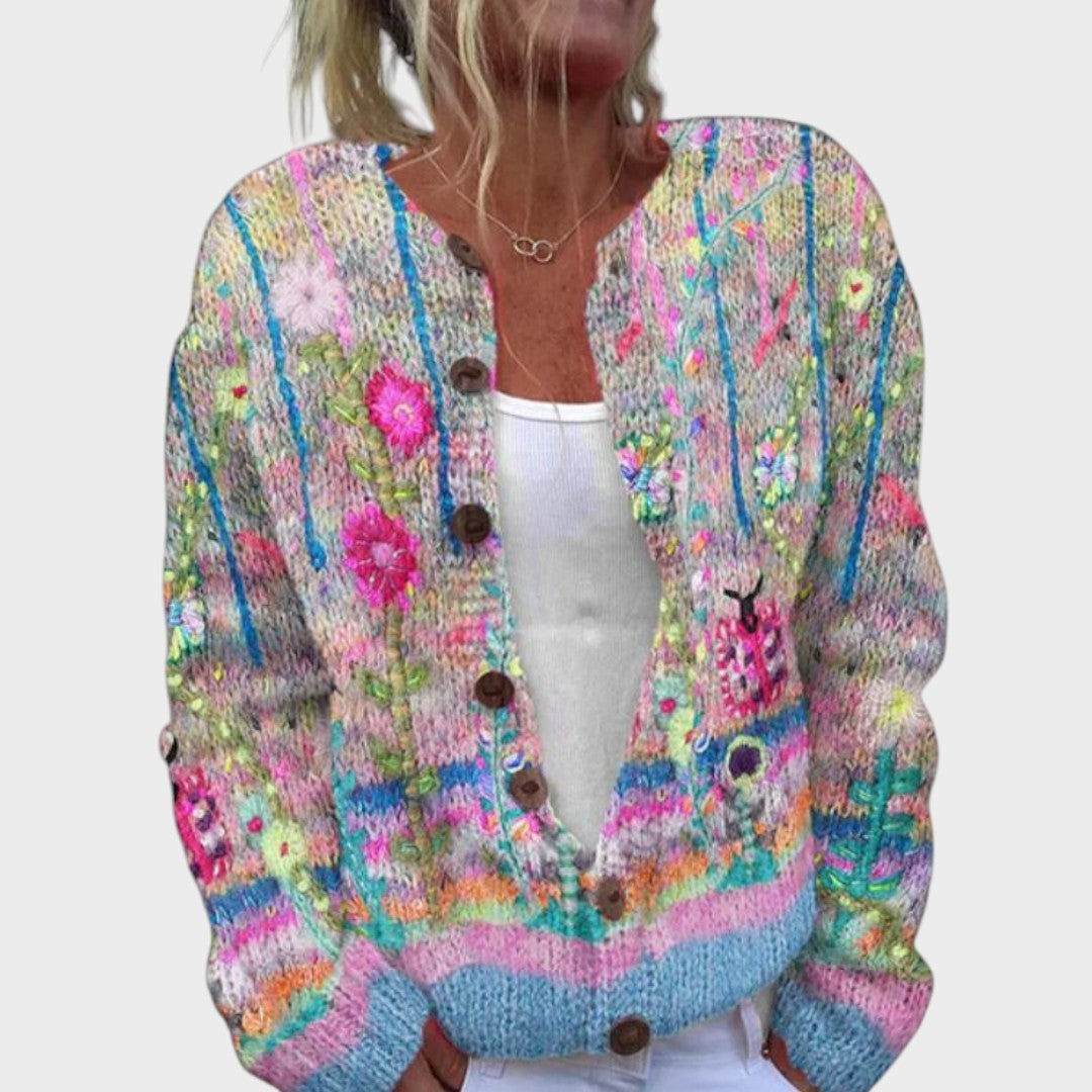 Cardigan Floral de Outono feminino