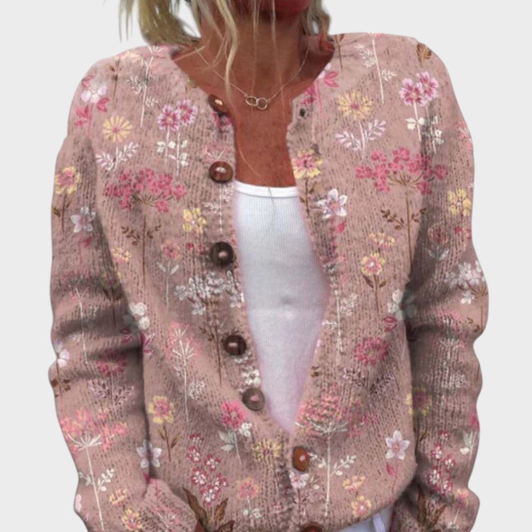 Cardigan Floral de Outono feminino