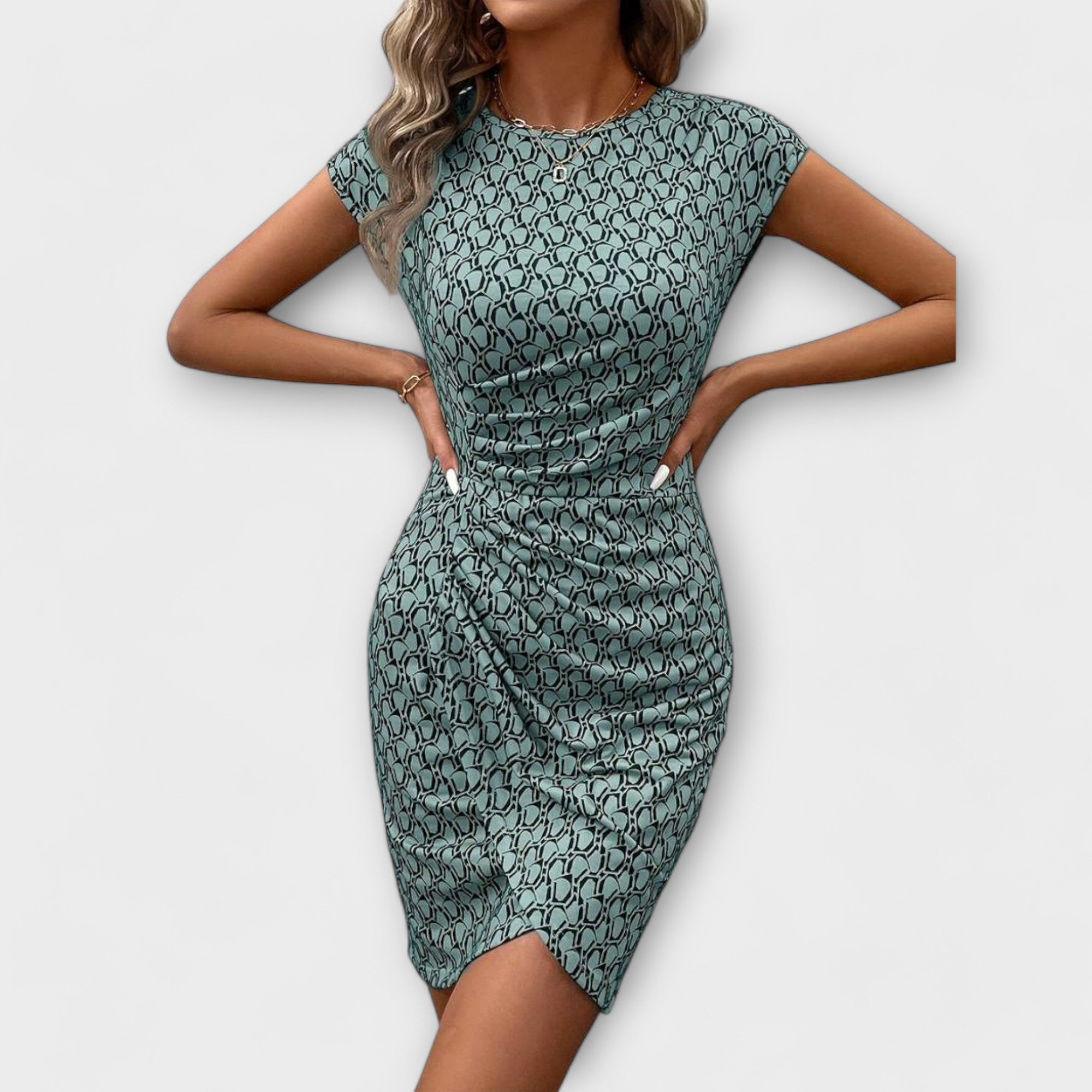 Vestido de manga curta tulipa feminino