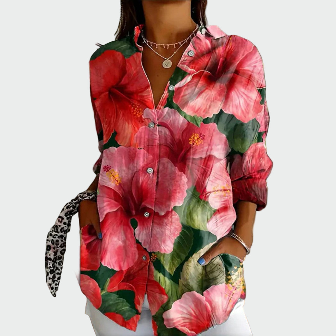 Camisa estilosa com estampa floral feminino