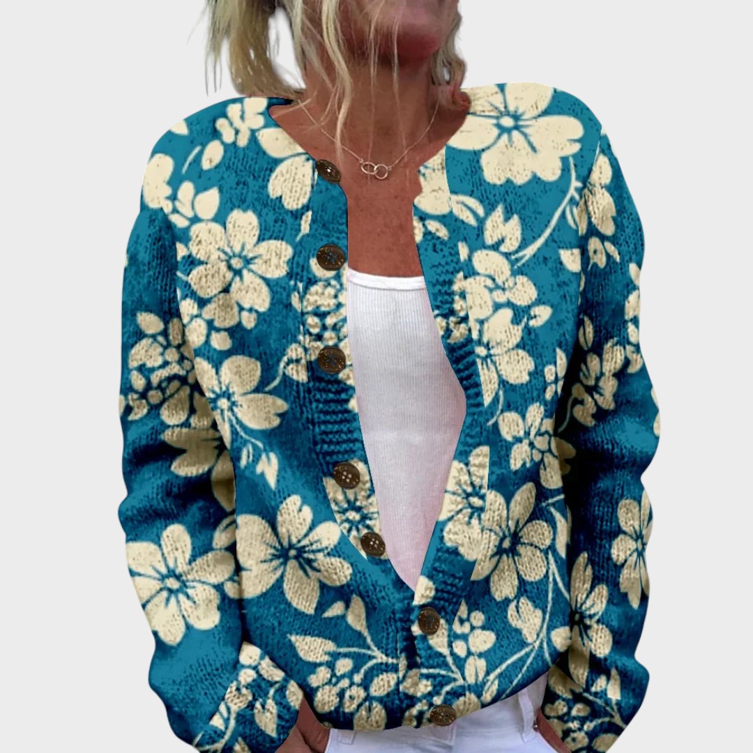Cardigan Floral de Outono feminino