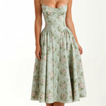 Vestido midi corpete estruturado feminino