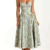 Vestido midi corpete estruturado feminino