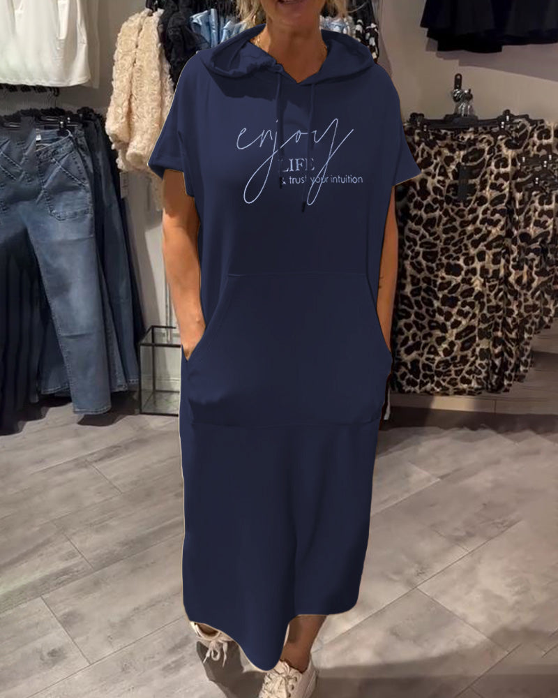 Vestido casual com capuz feminino