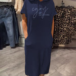 Vestido casual com capuz feminino