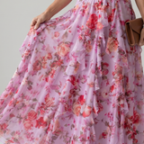 Vestido maxi Nori floral com corpo franzido