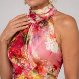 Vestido maxi Elisabetta floral com decote halter