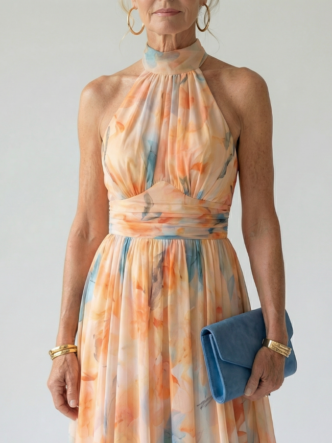 Vestido midi Elin halter suave