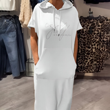 Vestido casual com capuz feminino