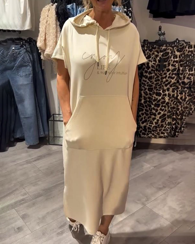 Vestido casual com capuz feminino